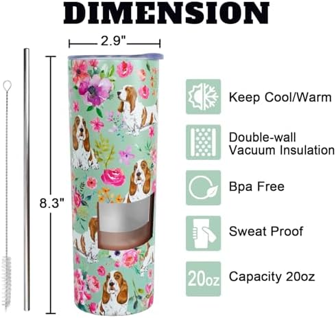 Basset Hound Gifts for Women Cute Dog Tumbler Coffee Cup for Women