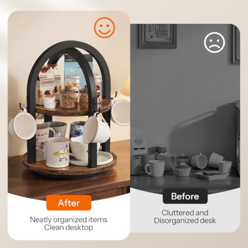 HOOBRO Rotating Coffee Mug Holder, 2‐Tier Coffee Cup Holder with 4