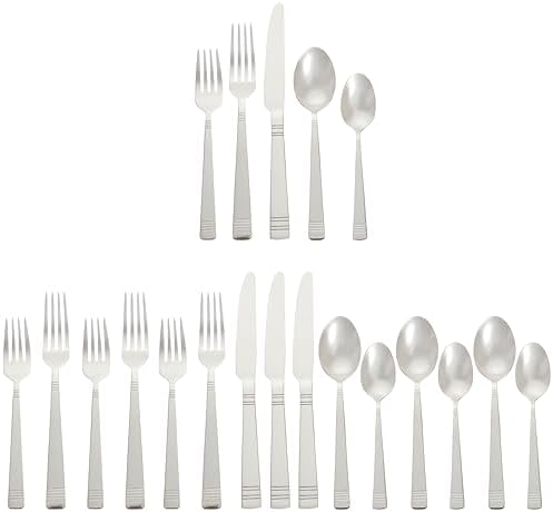 Amazon Basics Silverware, 20-Piece Stainless Steel Flatware Set