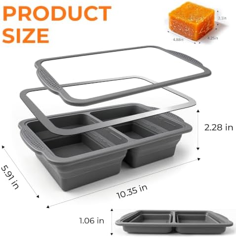 Collapsible Silicone Soup Freezer Tray Molds with Lids, 2-Pack
