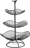 easyBee 3-Tier Fruit Basket Tower Stand, Metal Wire Construction, Vegetable Tiered Shelf, Tall Standing Produce Holder, Serving Basket for More Counter Space, 31 x 25 x 20 cm - Black