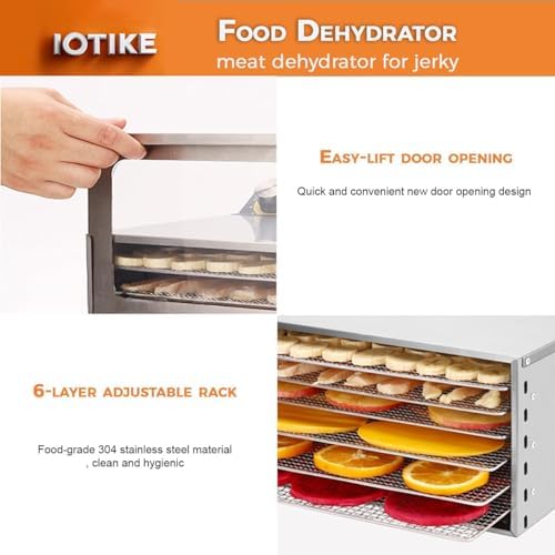 Stainless Steel 6-Layer Food Dehydrator, 12-Hour Timer