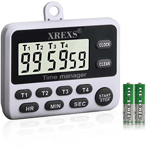XREXS 4 Channel Digital Kitchen Timer with Large LCD Display