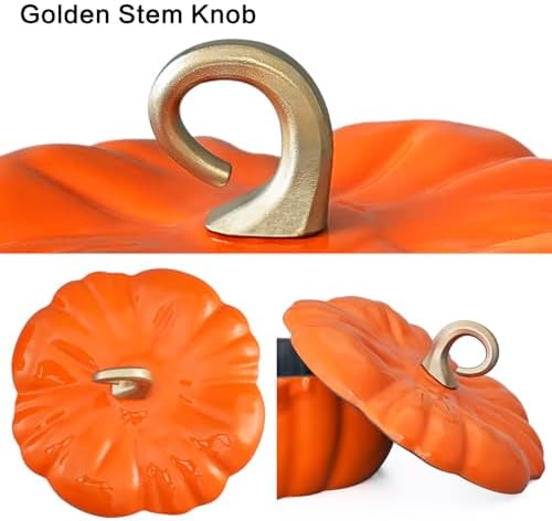 Flavehc Pumpkin Dutch Oven Pot with Lid 3.8 Qt, Enameled Cast Iron, Halloween Decor