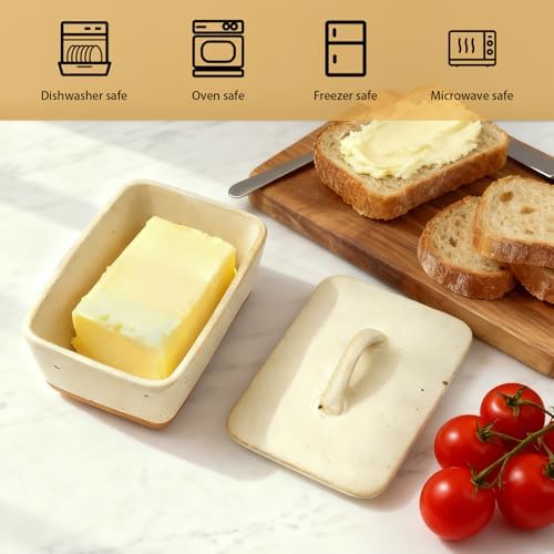 Ceramic Butter Dish With Lid for Countertop,Porcelain Butter