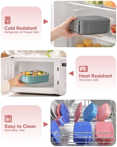 BiuLeon Bento Box Adult Lunch Box, 65 Oz Capacity Lunch