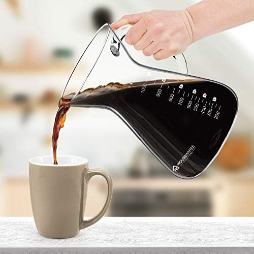 Pour Over Coffee Maker Set - 34 oz Large Borosilicate Glass Carafe