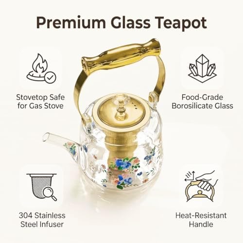 Borosilicate Glass Stovetop Teapot, 44 oz