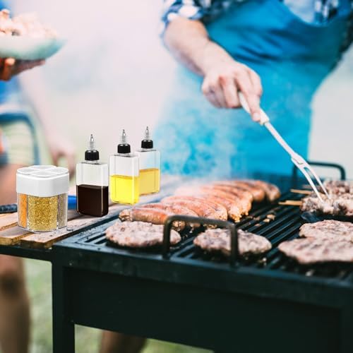 Gerrii 4 Pcs Small Oil Dispenser Bottle for Camping and 2 Pcs 4 in 1