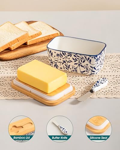 vancasso SELENE Butter Dish with Lid, 6.5" Large Butter Dish for