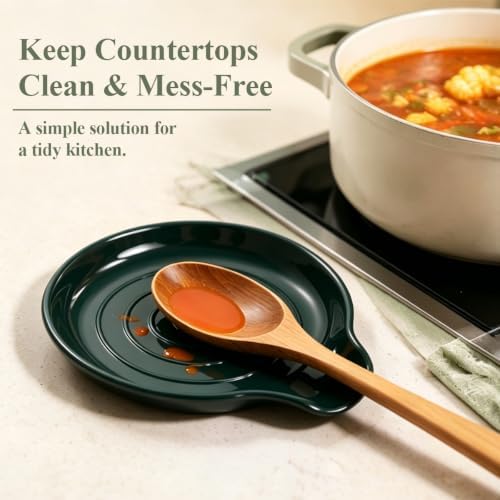 Kyraton Spoon Rest for Stove Top Set of 2, Plastic Heat-Resistant