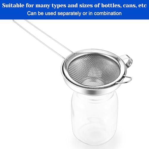 Stainless Steel Funnels with Fine Mesh Strainer - 4 Pack Canning