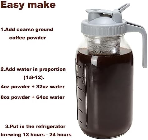 Cold Brew Coffee Filter for 32 OZ Wide Mouth Mason Jar, 304 Stainless