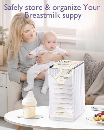 Freeze Organizer and Tower for Breastmilk Storage Bags, First-in