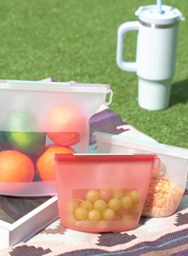 Reusable Silicone Food Storage Bags (Set of 4), Dishwasher Oven