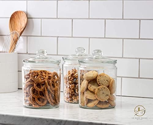 Le’raze 3pc Canister Sets for Kitchen Counter + Labels & Marker