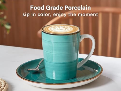 ONEMORE 16 oz Coffee Mugs Set of 4 Large Ceramic Coffee Cups Colorful