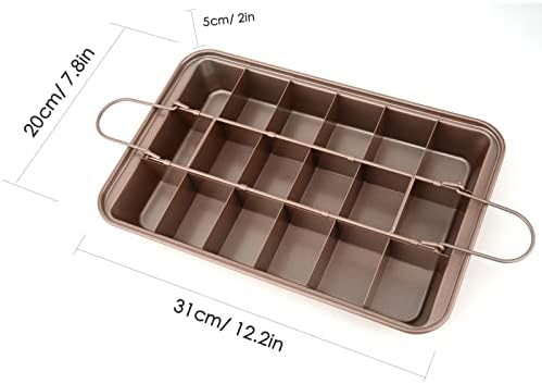 Brownie Pan with Dividers, Non Stick Brownie Baking Pan, 18 Pre-slice
