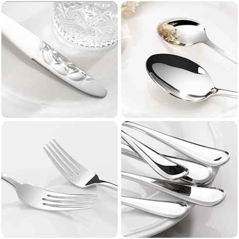Heavy Silverware Set for 12, 65 PCS 18/10 Flatware Set & Serving