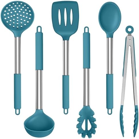 LIANYU Silicone Kitchen Utensils, 6 Pcs Cooking Utensils Spatula Set