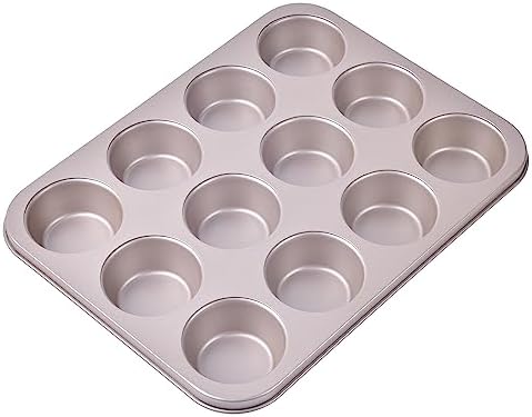 Muffin Cake Pan 12-Cavity, Heavy Duty Carbon Steel, Non-Stick Cupcake