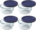 Pyrex 7202 1-Cup Glass Bowl with Dark Blue Lid, 4 Pack