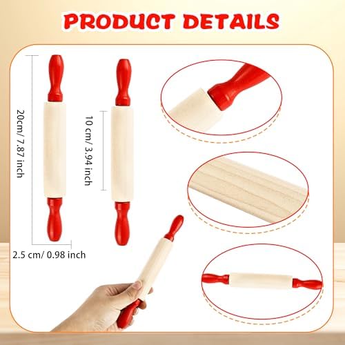 16 Pcs 8 Inch Mini Wooden Rolling Pins Small Wood Rolling Pin Wooden