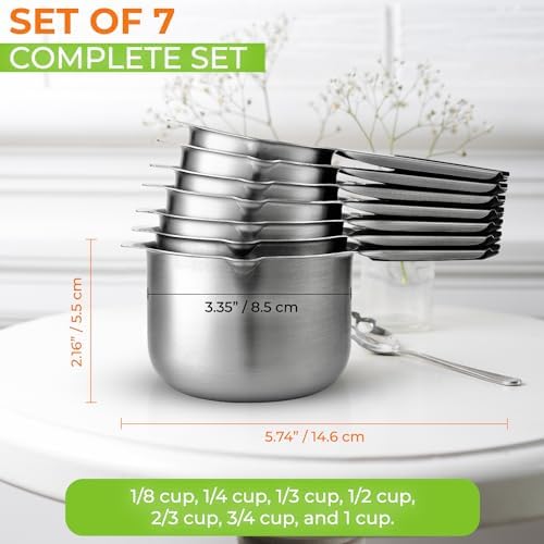 Spring Chef Magnetic Stainless Steel Measuring Cups Set of 7 Patented