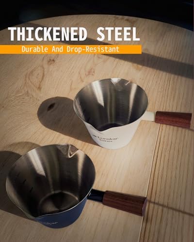 4oz Metal Espresso Shot Cups with Wooden Handle,Black