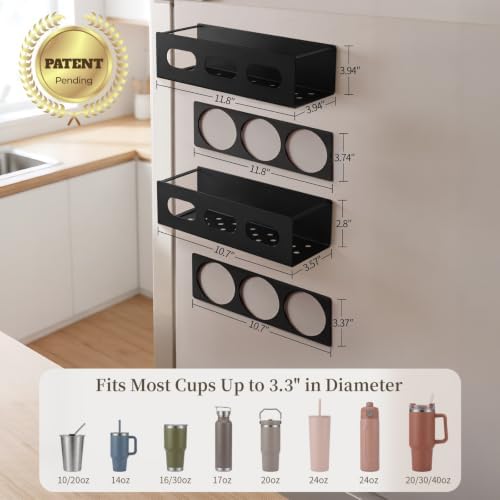 2-Pack 2-in-1 Magnetic Fridge Spice Rack with Cup Holder Panel