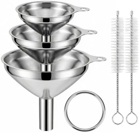 Mini Stainless Steel Funnel, Set of 3 for Filling Bottles and Kitchen