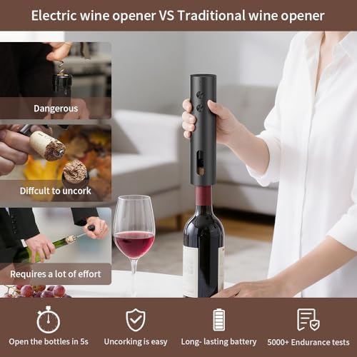 Electric Wine Opener Set, Cordless USB‐C Rechargeable 6‐in‐1 Kit