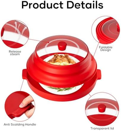 2 in 1 Microwave Splatter Cover, Large Plastic & Silicone Collapsible