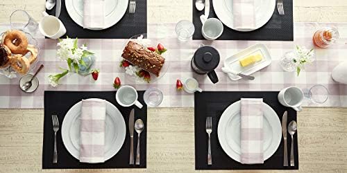 DII Vinyl Tabletop Collection, Placemat Set, 13x17.25, Black, 6 Piece
