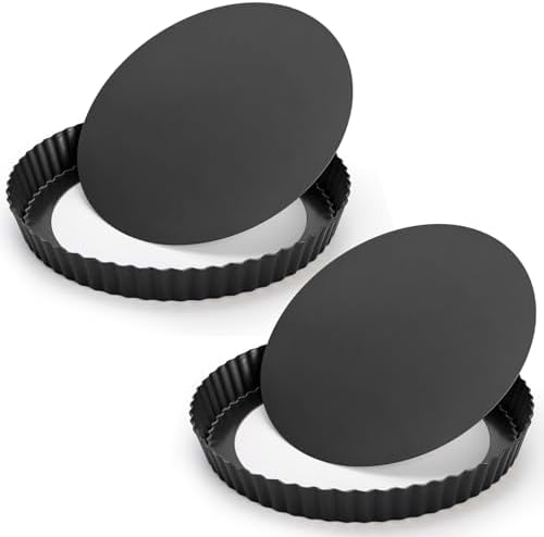 Tosnail 2 Pack Non-Stick Quiche Pan with Removable Loose Bottom