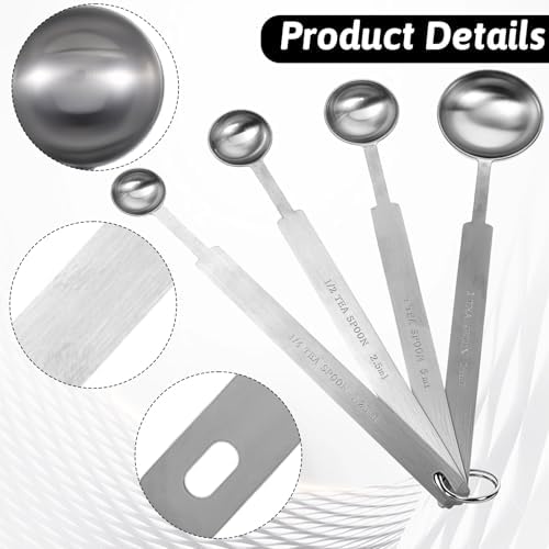 4 Pcs Long Handle Measuring Spoons Set Stainless Steel Measuring Spoon