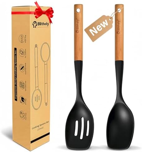 2Pcs Large Silicone Cooking Spoon Set, Nonstick Serving Spoons for