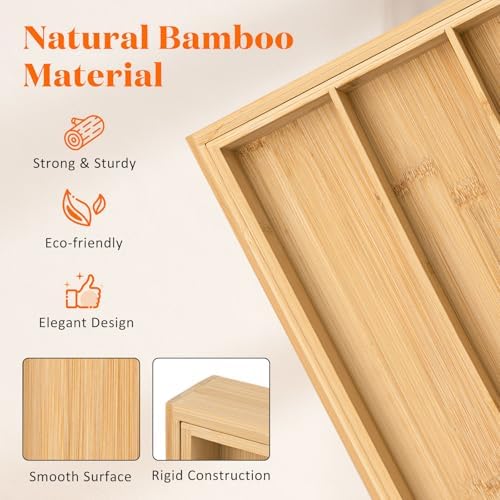 Kathfly Extra Large Drawer Organizer Kitchen Utensils Expandable 21.4