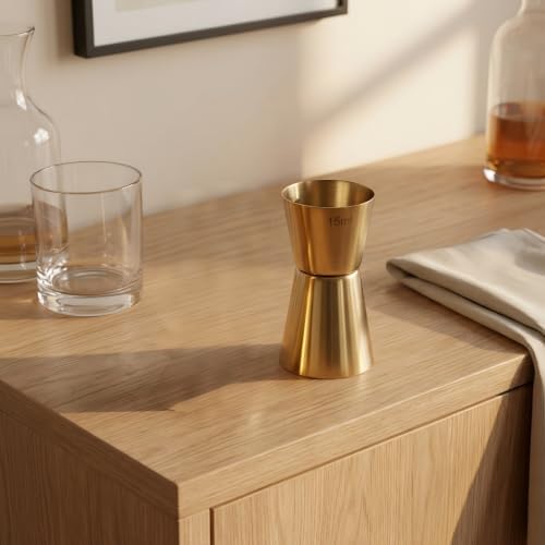 2Pcs Cocktail Jigger Stainless Steel Double Head 15/30ml Gold