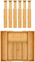 VaeFae Adjustable Bamboo Drawer Dividers and Bamboo Silverware Drawer