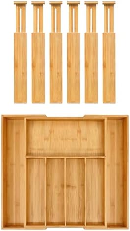 VaeFae Adjustable Bamboo Drawer Dividers and Bamboo Silverware Drawer
