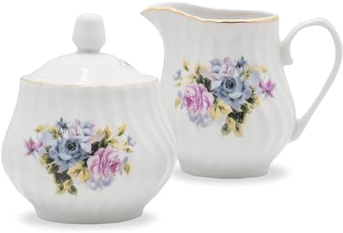 Sugar and Creamer Set - Porcelain Sugar and Creamer Vintage Tea Set
