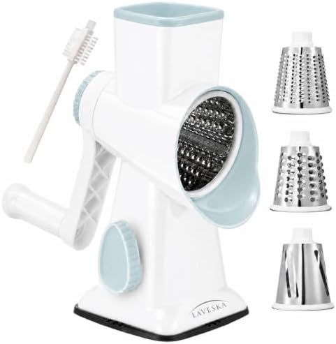 Rotary Cheese Grater Vegetable Slicer, 4-in-1, White