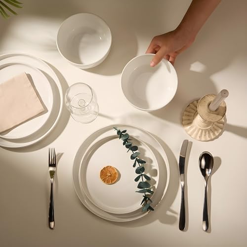 Ceramic Dinnerware Set, 12-Piece Service for 4, Soup Bowls (31.5 oz)