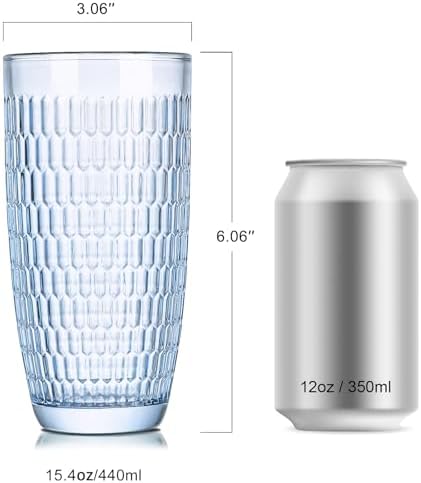 Highball Beverage Glasses Set of 6 Romantic Colored Thick & Heavy Base