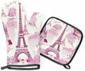 Pink Eiffel Towel Oven Mitts and Pot Holders BBQ Gloves