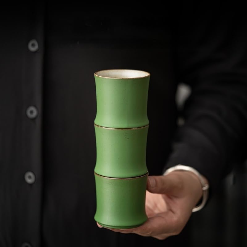 Green ceramic coffee cups (6*6*5.7cm,90ML), 6-piece set of