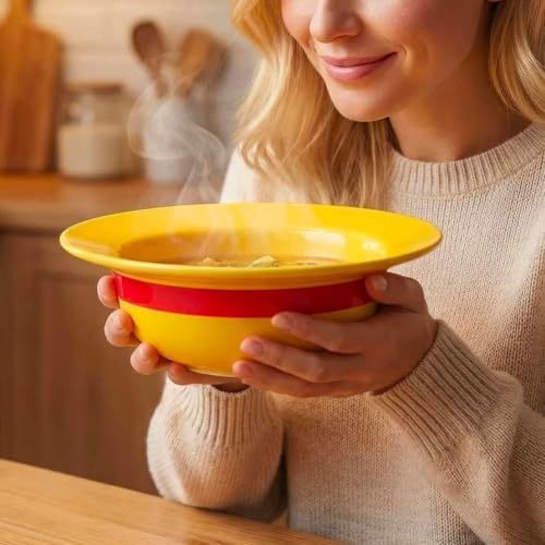 Straw Hat Ceramic Bowl Set w/ Spoon Fork & Chopsticks - Novelty Ramen