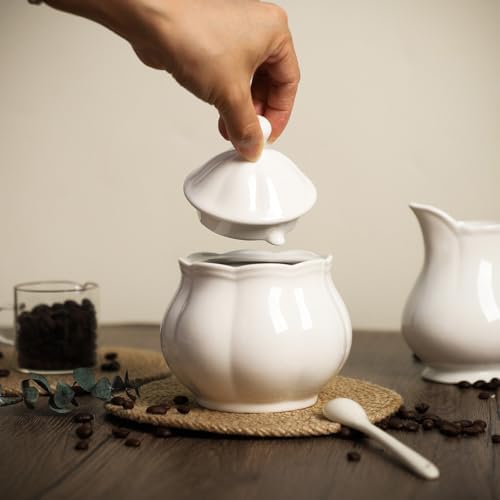 SOCOSY Retro Ceramic Creamer and Sugar Bowl Set, Cream Pitcher and