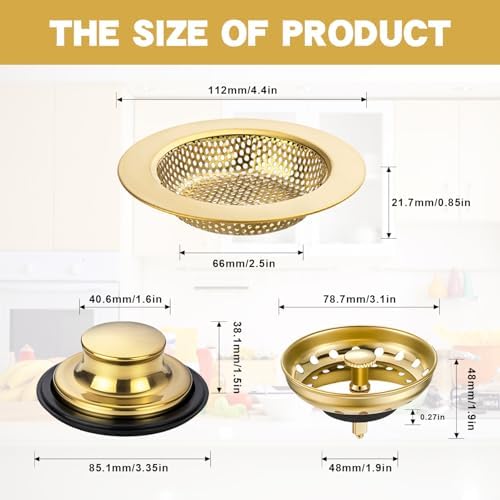 RQYEKDO Stainless Steel Kitchen Sink Drain Strainer Stopper